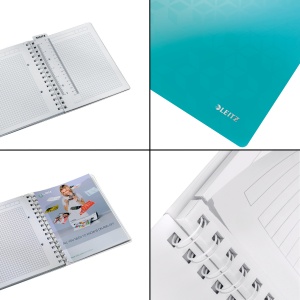 Caiet cu spirala A5, 80 file, matematica, turcoaz, LEITZ WOW - Img 3