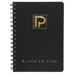Caiet cu spirala A5, 96 file, coperta carton, matematica, PAPERLAND Black Edition