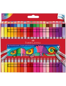 Carioci cu 2 capete 40 culori/set FABER-CASTELL
