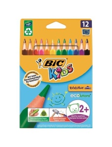 Creioane colorate, 12 culori/set, Evolution Triangle BIC