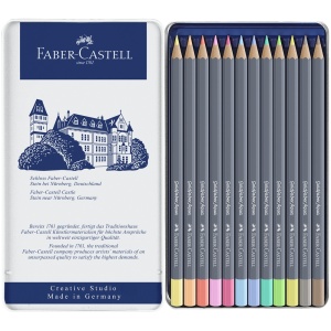 Creioane colorate acuarela FABER-CASTELL Goldfaber Aqua Pastel, 12 culori/set