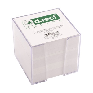 Cub hartie alba 9x9cm cu suport, 800 file/set, D.RECT