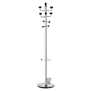 Cuier metalic argintiu, accesorii negre, 180/38cm, ALCO