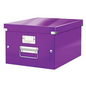 Cutie depozitare medie, 369x281x200 mm, carton, mov, LEITZ Click&Store