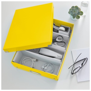 Cutie organizare medie, 280x100x370 mm, carton, galben, LEITZ WOW Click&Store - Img 3