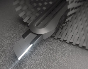 Cutter mic 9 mm, sina metalica, negru, DELI Home Series - Img 3