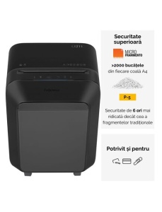 Distrugator documente FELLOWES LX211, 15 coli, micro cross-cut - Img 2
