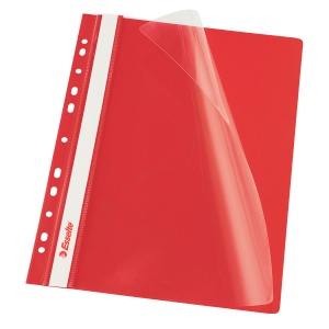 Dosar de plastic, cu sina si multiperforatii, 10 buc/set, rosu, ESSELTE
