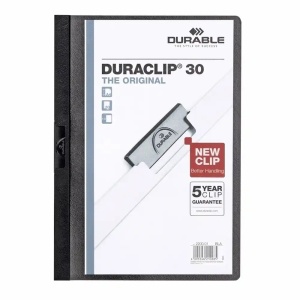 Dosar plastic A4 cu clema pivotanta, 30 coli, negru, DuraClip DURABLE
