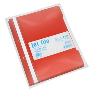 Dosar plastic cu sina si gauri, 50 buc/set, rosu, JETFILE