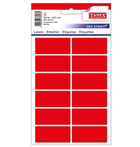 Etichete autoadezive, 23x50 mm, 60 buc/set, rosu, TANEX