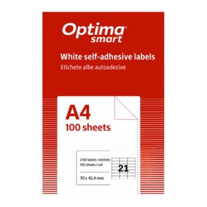 Etichete autoadezive albe, 21/A4, 70x42.4mm, 100 coli/top, OPTIMA