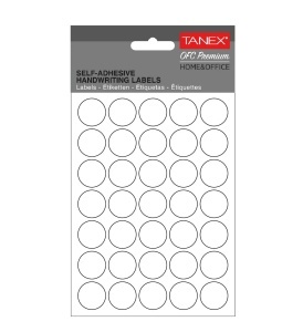 Etichete autoadezive rotunde, 19 mm, 350 buc/set, alb, TANEX
