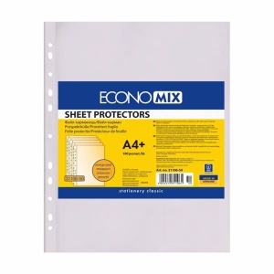 File protectie transparente, 30 microni, 100 buc/set, ECONOMIX