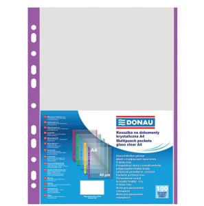 Folie protectie cu margine color, 40 microni, 100 buc/set, mov, DONAU
