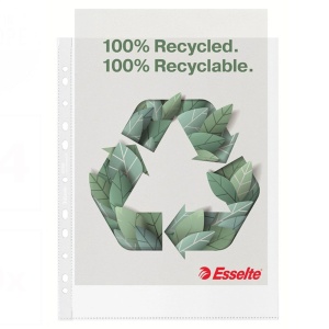 Folii protectie documente, 70 mic, ESSELTE Recycled Maxi, 50 buc/cutie