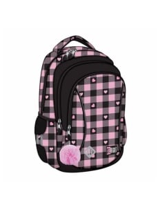 Ghiozdan fete, 3 compartimente, Pink Checkered, ST.RIGHT BP26