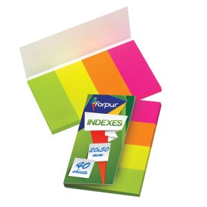 Index autoadeziv hartie 20x50 mm, 4 culori neon x 40 file/set, FORPUS
