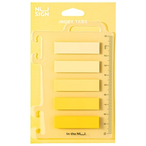 Index autoadeziv plastic 44x12 mm, 5 culori + rigla, galben, DELI NUSIGN