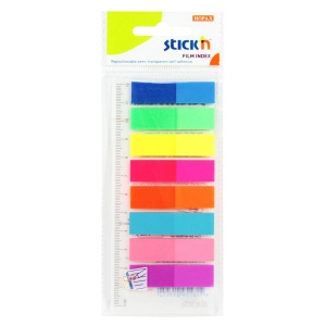 Index autoadeziv plastic 45x12 mm, 8 culori neon+rigla, STICK'N