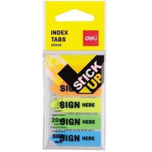 Index autoadeziv plastic tip sageata 43x12 mm, 5 culori neon, DELI