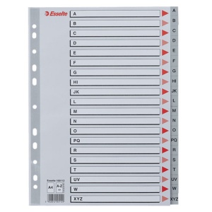 Index plastic A4, alfabetic A-Z, plastic reciclabil, ESSELTE