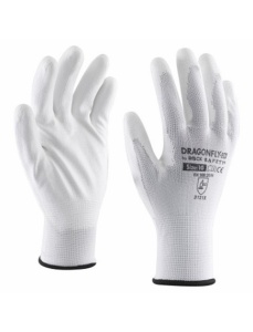 Manusi poliester imersate PU Rock Safety, albe, marime 10