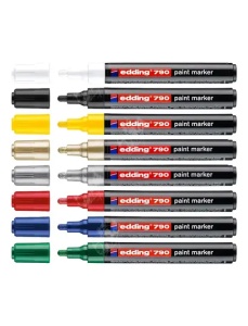 Marker cu vopsea, varf 2-3 mm, alb, EDDING 790 - Img 4