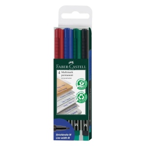 Marker permanent, varf rotund 1.0 mm, 4 culori/set, FABER-CASTELL Multimark M