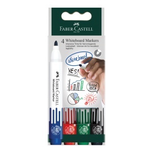 Marker whiteboard, varf rotund 2-3mm, 4 culori/set, W20 FABER-CASTELL