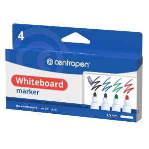 Marker whiteboard, varf rotund 2.5 mm, 4 buc/set, 8559 CENTROPEN
