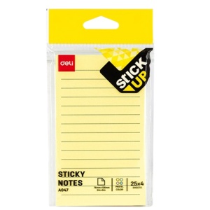 Notes adeziv, 76x126 mm, liniat, 4 x 25 culori/set, DELI