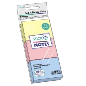 Notes autoadeziv 38x51 mm, 3 x 100 buc/set, STICK'N Pastel