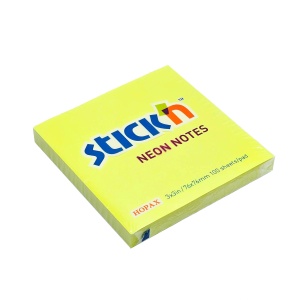 Notes autoadeziv 76x76 mm, 100 file, galben neon, STICK'N