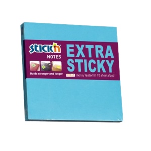 Notes autoadeziv extra-sticky 76x76 mm, 90 file, albastru, STICK'N Neon - Img 1