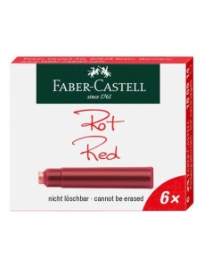 Patroane cerneala scurte, 6 buc/set, rosu, FABER-CASTELL
