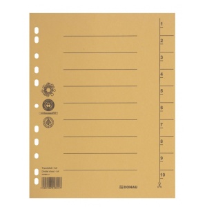Separatoare carton color, 100 file/set, galben, DONAU