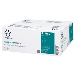 Servetele hartie in V, PAPERNET Dissolve Tech 411169, 21x22 cm, 2 straturi, 210 buc/set, 15 seturi/bax
