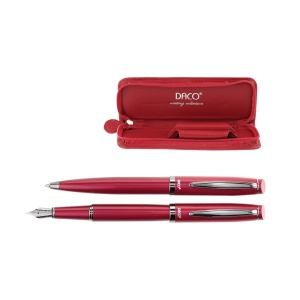 Set cadou stilou si pix metal, rosu, SE274 DACO