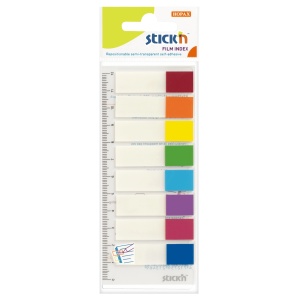 Stick index plastic color 45x12 mm, 8x15 file/set, STICK'N - 8 culori