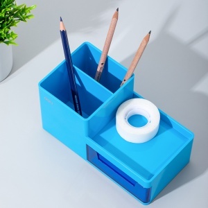 Suport accesorii birou, 4 compartimente, albastru, DELI Rio - Img 3