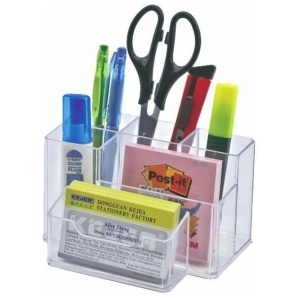 Suport accesorii birou, 6 compartimente, 105x85 mm, transparent, KEJEA