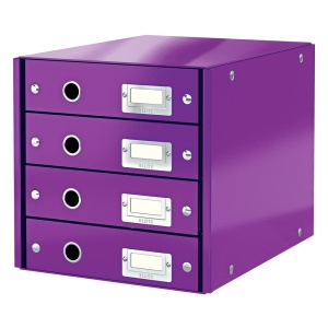 Suport cu sertare, carton, cu 4 sertare, mov, LEITZ Click & Store WOW