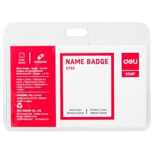 Suport ecuson orizontal, cu clips, 90x54 mm, DELI - Img 3