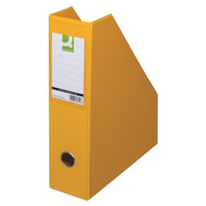 Suport reviste A4, carton plastifiat, galben, Q-CONNECT