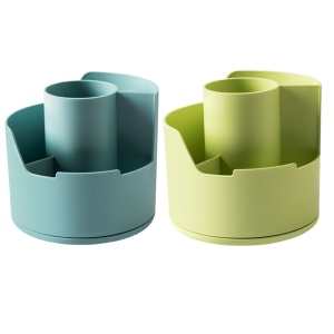 Suport rotativ plastic 4 compartimente accesorii birou DELI LonGreen