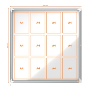 Avizier magnetic de exterior, 12 x A4, otel emailat, NOBO - Img 5
