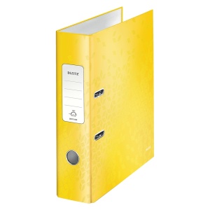 Biblioraft carton laminat, A4, 8 cm, galben, LEITZ WOW 180