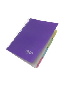 Caiet cu spirala A4, 200 file, 5 separatoare, coperta plastic, DACO - Img 2