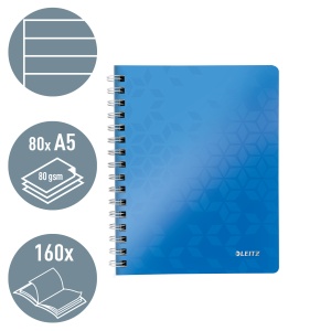 Caiet cu spirala A5, 80 file, dictando, albastru, LEITZ WOW - Img 2